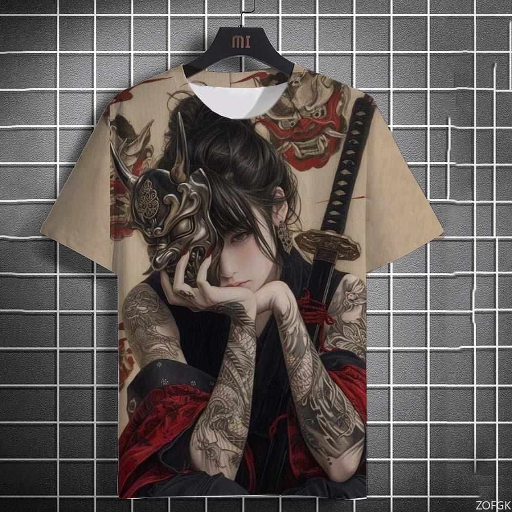 Tattoo Girl Pattern Men's T-Shirt Cartoon 3d Printed Oversized Sweatshirt For Men Bad Girl Harajuku Top Short Sleeve T Shirts