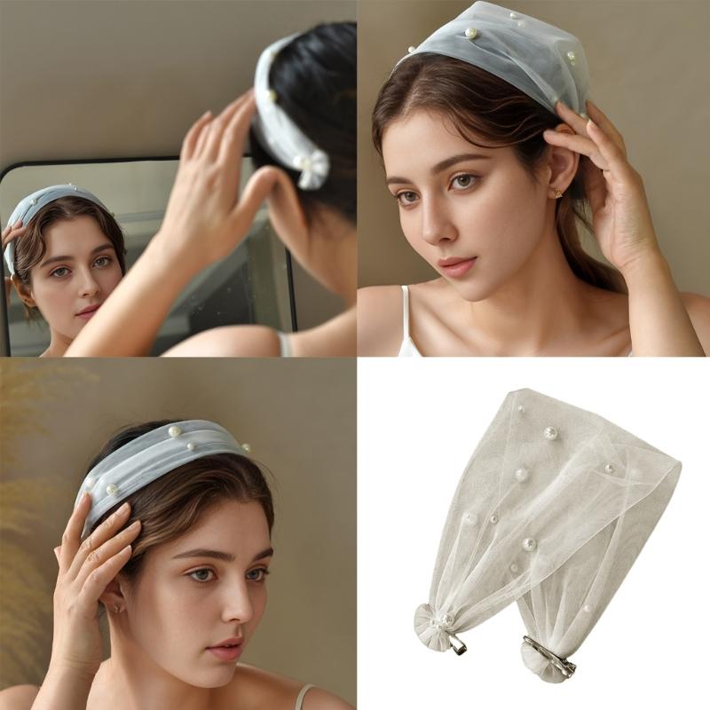 Pearls Embellished Headbands For Women Elegant Hair Accessory With NonSlip Design Soft Tulle Fabric For Weddings Parties