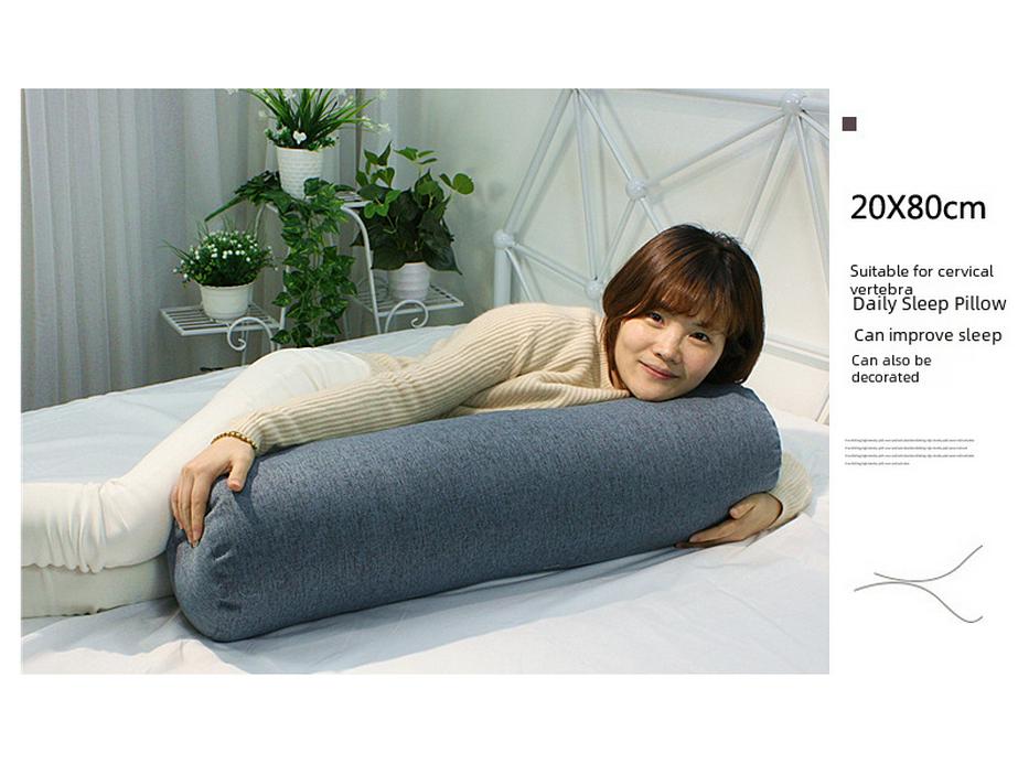 Pernă cilindrică din bumbac și in de culoare uni - Detasabilă, lavabilă, suport lombar pentru canapea, pat sau birou.