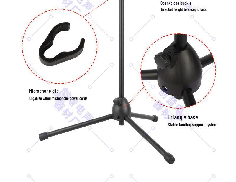 Retractable Folding Microphone & Phone Tripod Stand for Live Streaming and Karaoke, Portable for Indoor/Outdoor Use