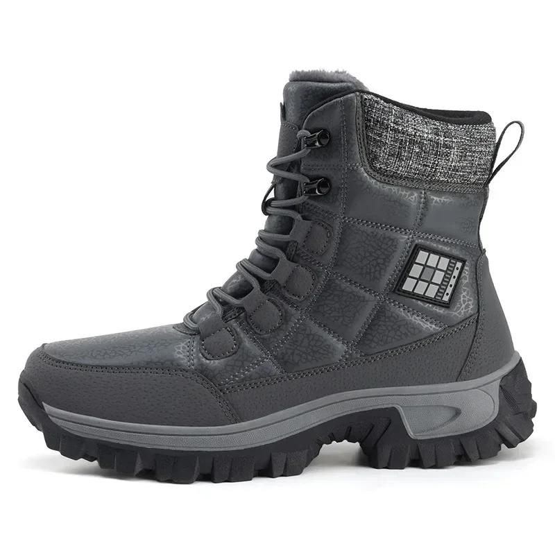 

men boots Winter Slippers Warm Men Shoes Waterproof Non-Slip Plush Sneakers Male tenis shoes Boots Men Sneakers Winter2026 36 темно-серого
