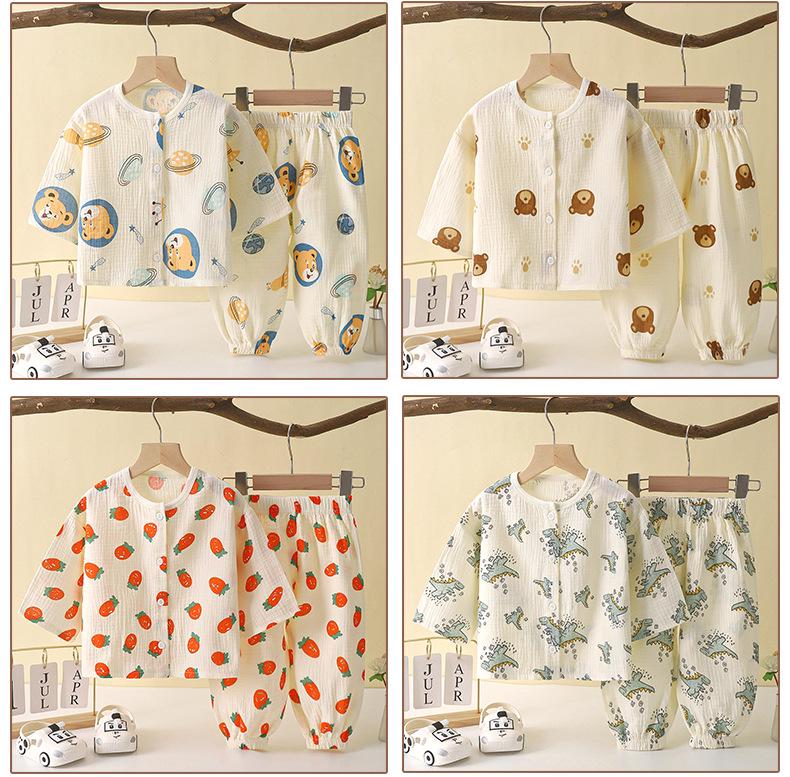 Kinder Doppel-Lagen Baumwollgaze Hausanzug Set