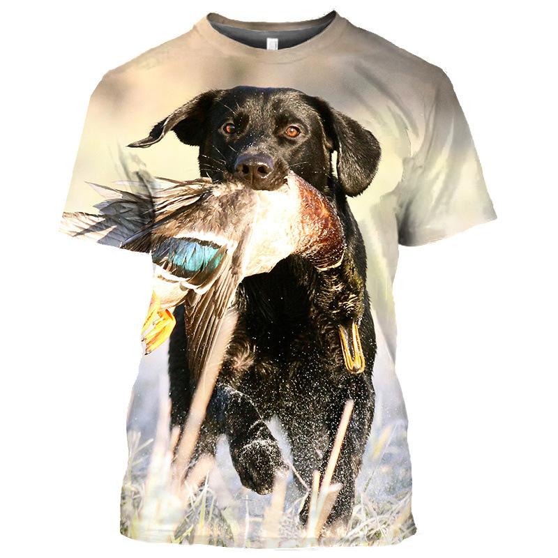 Duck Hunting Dog Pattern Men's T-shirt 3D Animal Print Short Sleeved Top Harajuku Style Comfortable Casual Streetwear