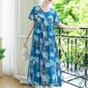Elegantes lockeres Kleid für Damen Vintage-Kleidung Übergröße Lässig Kurzarm Sommer Langkleid