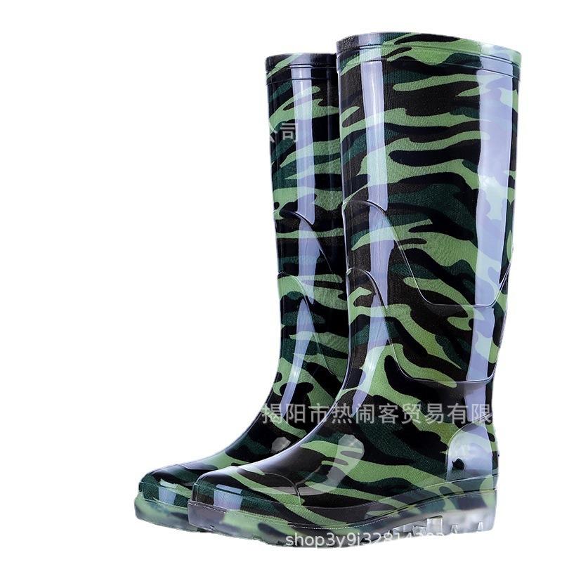 Jundeng camouflage high tube water shoes long tube waterproof shoes non-slip rain shoes kitchen chef rubber shoes foot boots