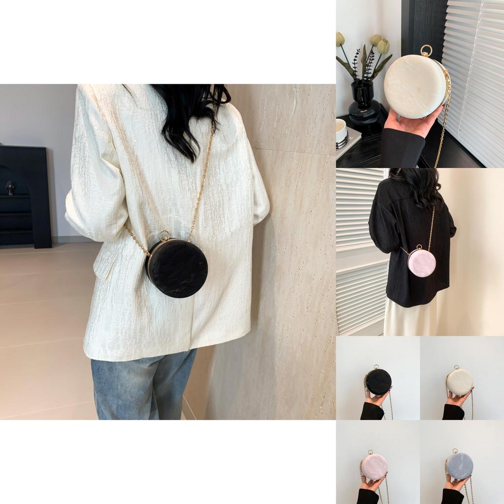 Chic Round Chain Shoulder Bag For Women 2024 Spring Trendy Small Purse