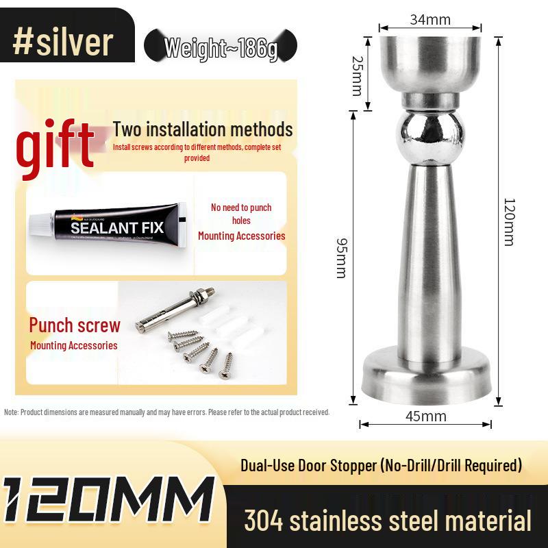 Stainless Steel Magnetic Door Stopper - Punch-Free, Anti-Collision, High-Strength, for Bathroom/Bedroom Doors