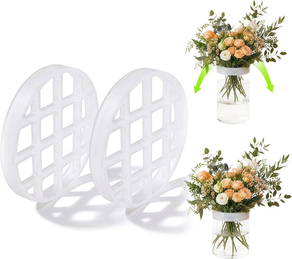 Silicone Flower Arranger: 2 Pack Reusable Floral Grid - Stem-Friendly Vase Holder for Fresh Faux Dried Blooms - Waterproof Floral Frog Centerpiece