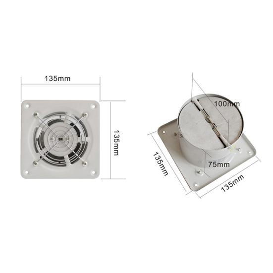 FD100 Exhaust Fan Wall-mounted Noiseless 7 Blades Rainproof Ventilation Fan for Bathroom