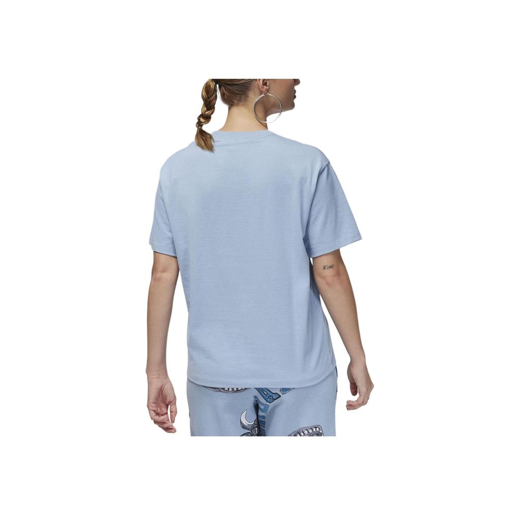 Jordan Alphabet Logo Crew Neck Casual Short Sleeve T-Shirt Women Tops Blue FQ3241-436