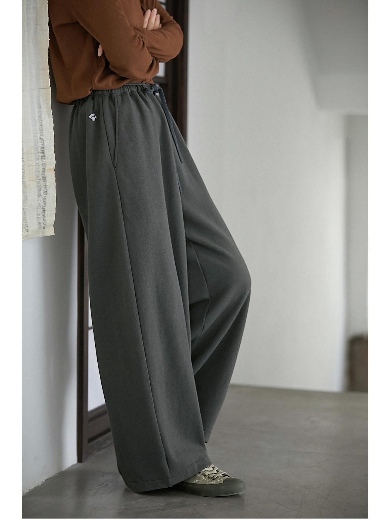 

Artistic Casual Women s Grey Jacquard Knit Fabric Chinese Style Straight-Leg Pants M