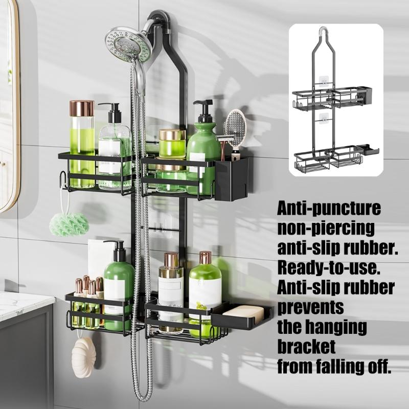 Multifunctional Wall Rack Heavy Type Shower Organizers for Bathroom and Kitchen Adhesive Installation Space Saving