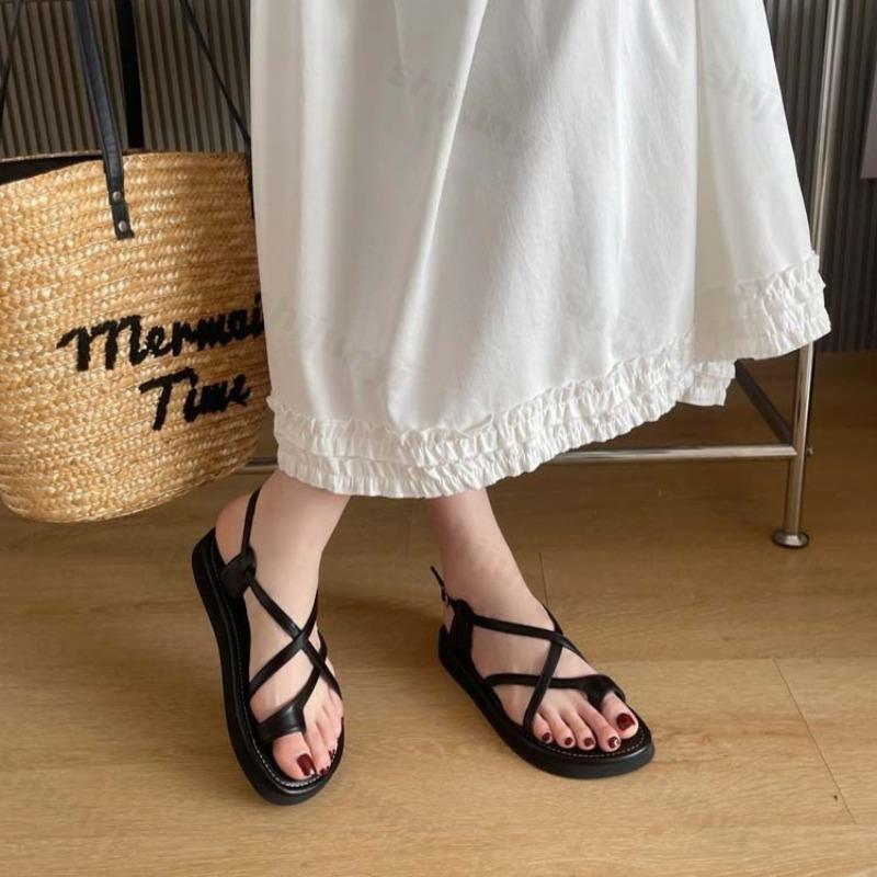 Fashion 2025 Summer New Roman Style Open Toe Cross Strap Casual Sandals for Women Comfortable Versatile Outdoor Beach Fashion Cool Shoes