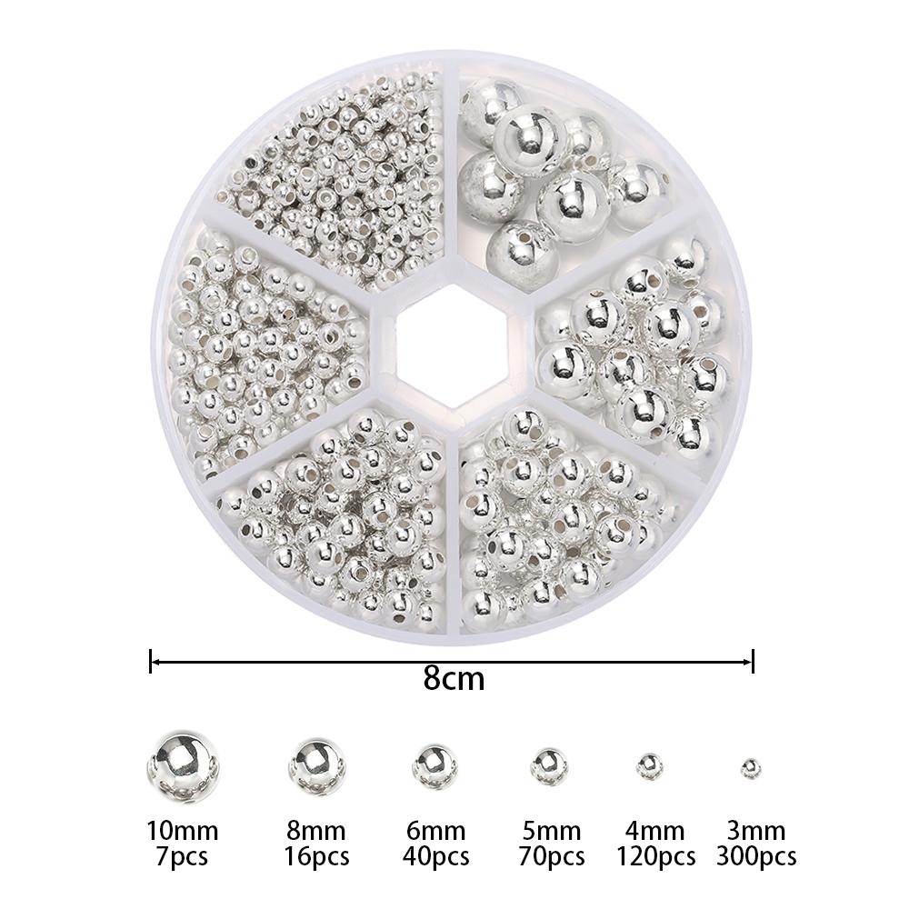 553pcs 3-10mm CCB Gold Silver Color Spacer Beads Set Box Round Loose Beads Charms Kit For Jewelry Making DIY Bracelet Necklace