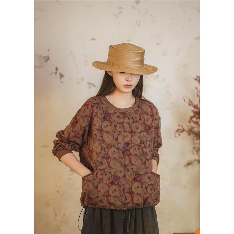 

Универсальная женская повседневная футболка-пуловер с круглым вырезом, принтом и длинным рукавом One Size