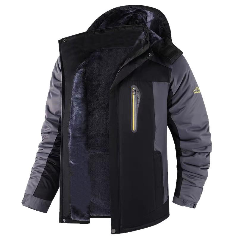Men's Plus Velvet Thickened Mid-Length Winter Windbreaker with Custom Logo