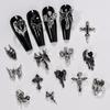 12Grid Vintage Cross Nail Art Charms Y2K Metal Style Alloy Cross Skeleton Angel Nail Decorations Accessories