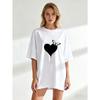Black Oversized T Shirt With Heart And Butterfly Print For Casual Wear