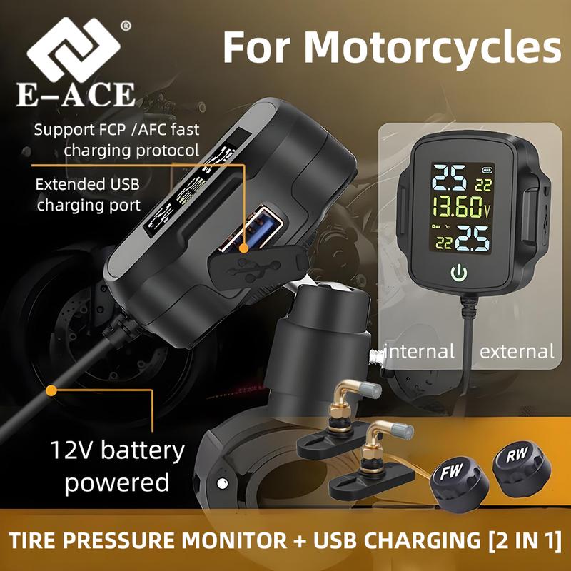 High-Precision Sensor Motorcycle Tire Pressure Monitor Built-in External Locomotive Tire Pressure and Temperature Monitor