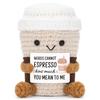 Lustiger handgewebter positive Energie Kaffeetassenhalter Emotionale Heimzimmerdekoration Plüsch Strickpuppe Geburtstags-Weihnachtsgeschenk