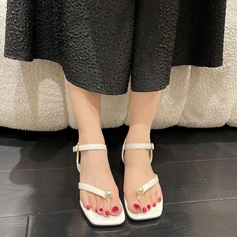 Roman Style Outdoor Pearl With Low Heels Open Toe Sandals for Women New Breathable The Best Chic and Elegant Woman Shoes