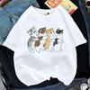 Kawaii Katt Damer Tryck Rolig T-shirt Flicka Djur Y2K Mode 90-tals Tryck Toppar Tee Gril Svart Vit Kläder,Drop Ship