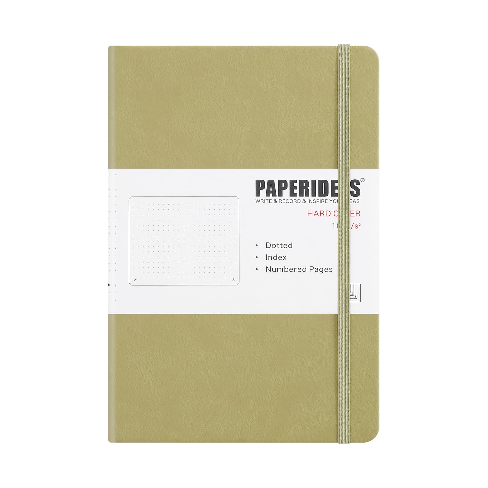 

PAPERIDEAS A5 Fully Numbered with Elastic New Colors Matcha Notebook, Hardcover, Pages, Band, (Dot, Green)