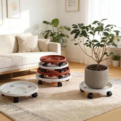 Ruedas universales para macetas, bandeja redonda de plástico, resistente, soporte móvil para macetas con ruedas.