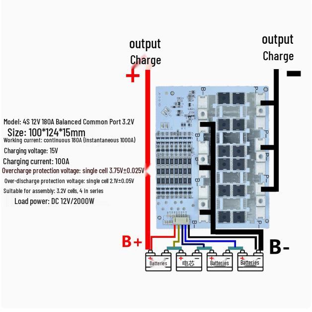 12V Lithium Battery Protection Board: 3-4 Series, High Current Equalization (100A, 200A, 300A), 3.2V Lithium Iron Compatibility.