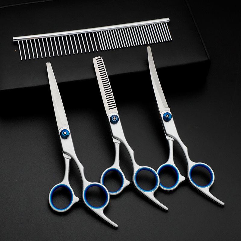 Professional Pet Grooming Scissors Set: Curved Trimming Shears for Dog Hair & Teddy Cuts