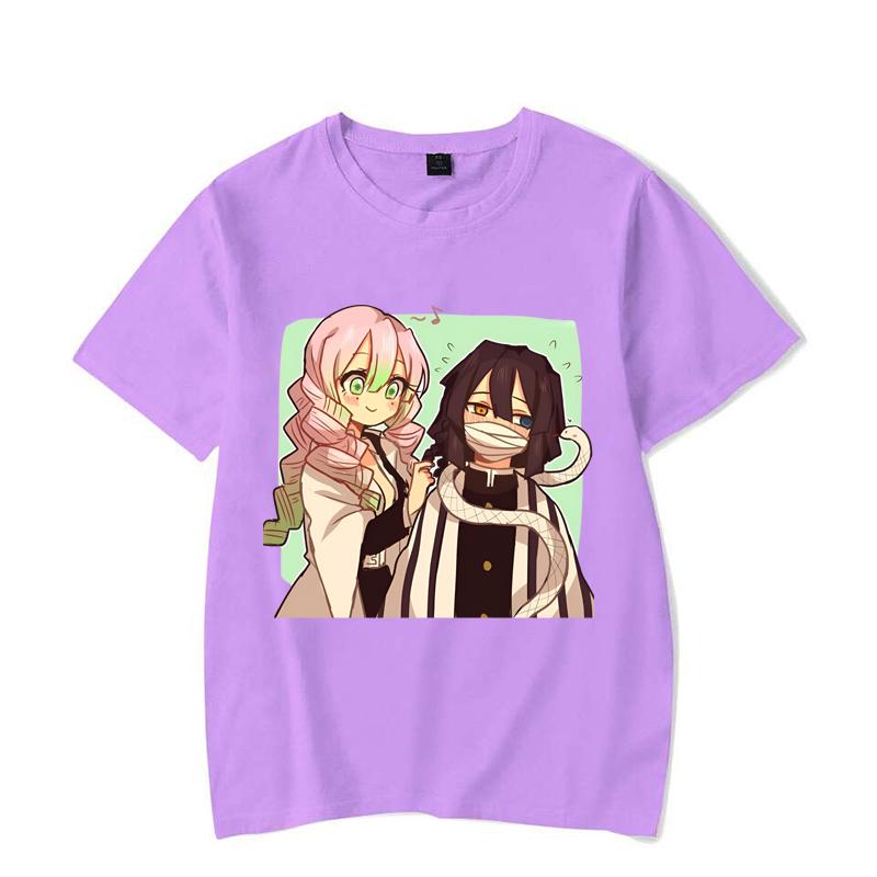 New Anime Kanroji Mitsuri Iguro Obanai Print T-shirts Women Men Summer Cool Short Sleeve Couple Y2K Casual T-shirts