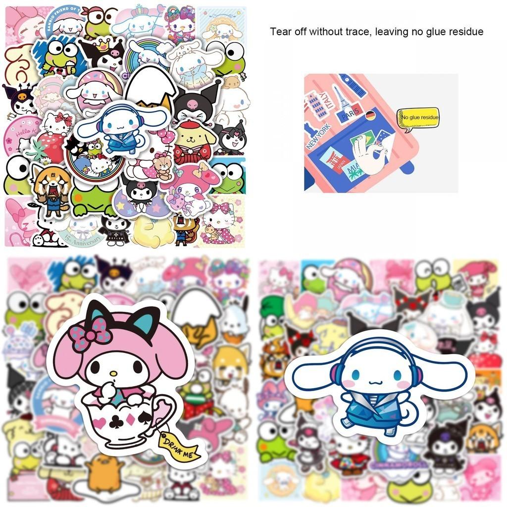 100pcs Sanrio Kuromi Melody Waterproof Reusable Sticker Luggage Decor