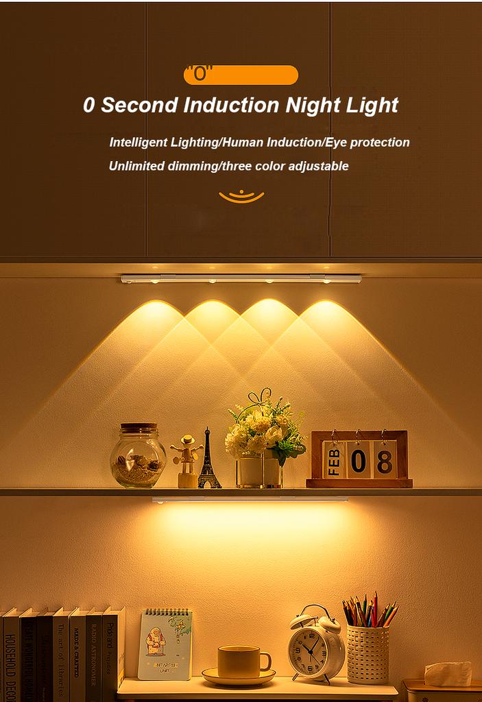 LED Cabinet Lights Motion Sensor Wireless Ultra Thin Night Light For Kitchen Cabinet Bedroom Wardrobe Room Decor Indoor Lighting