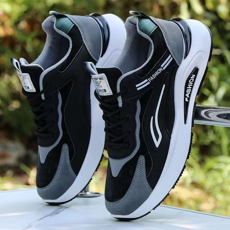 2025 Men's Casual Leather Running Shoes - Trendy, Waterproof, Non-Slip for Spring & Autumn