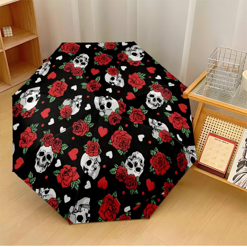 

Ravens Among Ornate Flowers Printed umbrella windproof folding umbrella portable sun and rain umbrella suitable for gifting