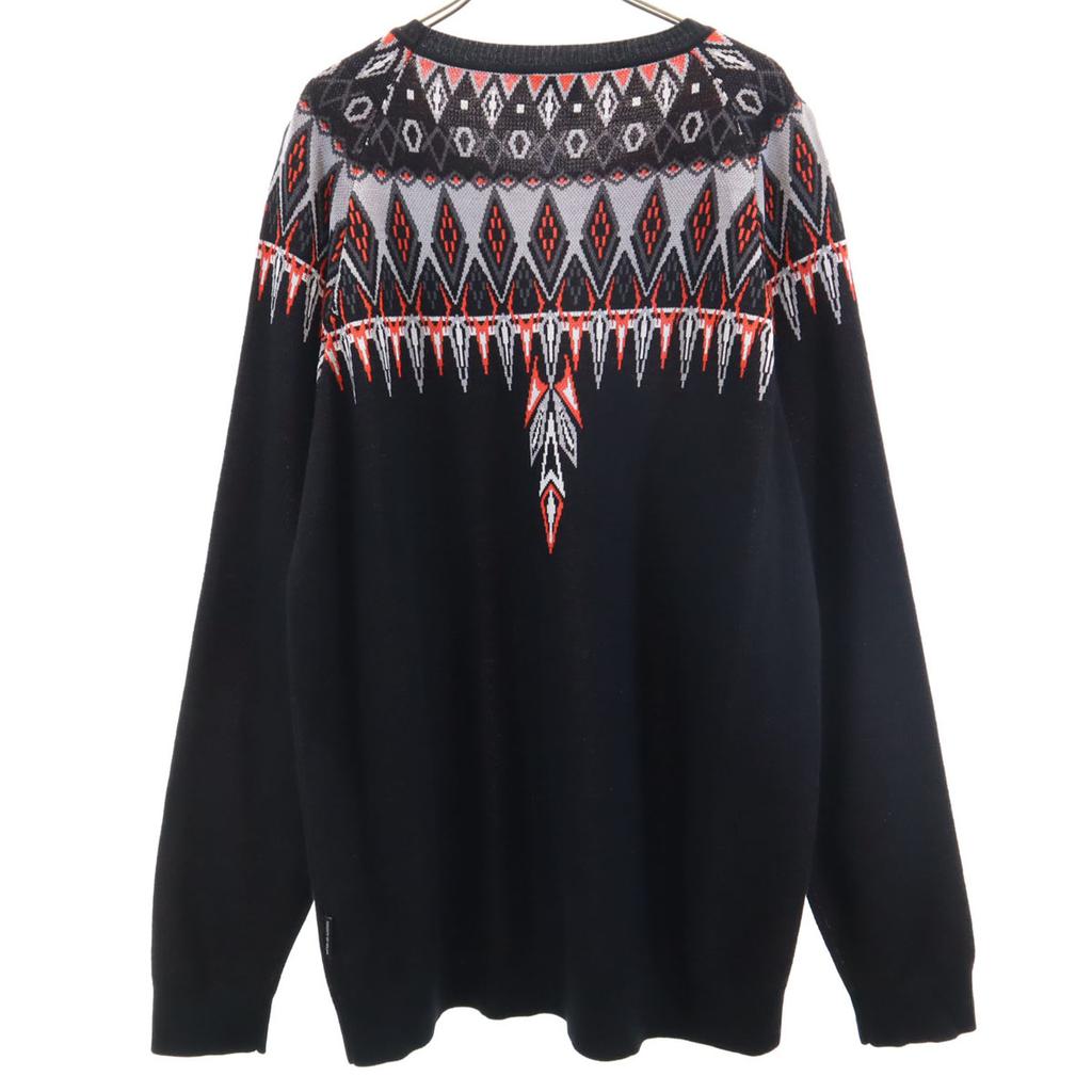 MARCELO BURLON Ethnic Pattern Long sleeve knit XL black sweater Men's Used