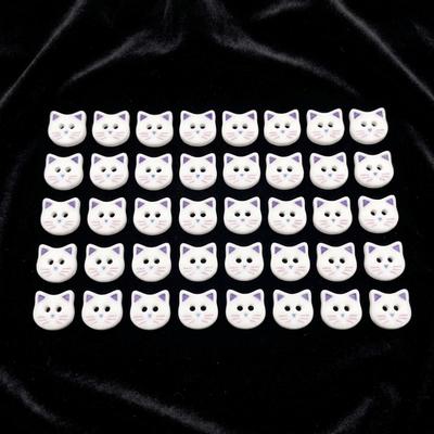 40pcs Fashionable 12mm Kitty Buttons Cute Resin Calico Cat Buttons Creative Colorful Kitten Head Buttons Cardigan Sweater