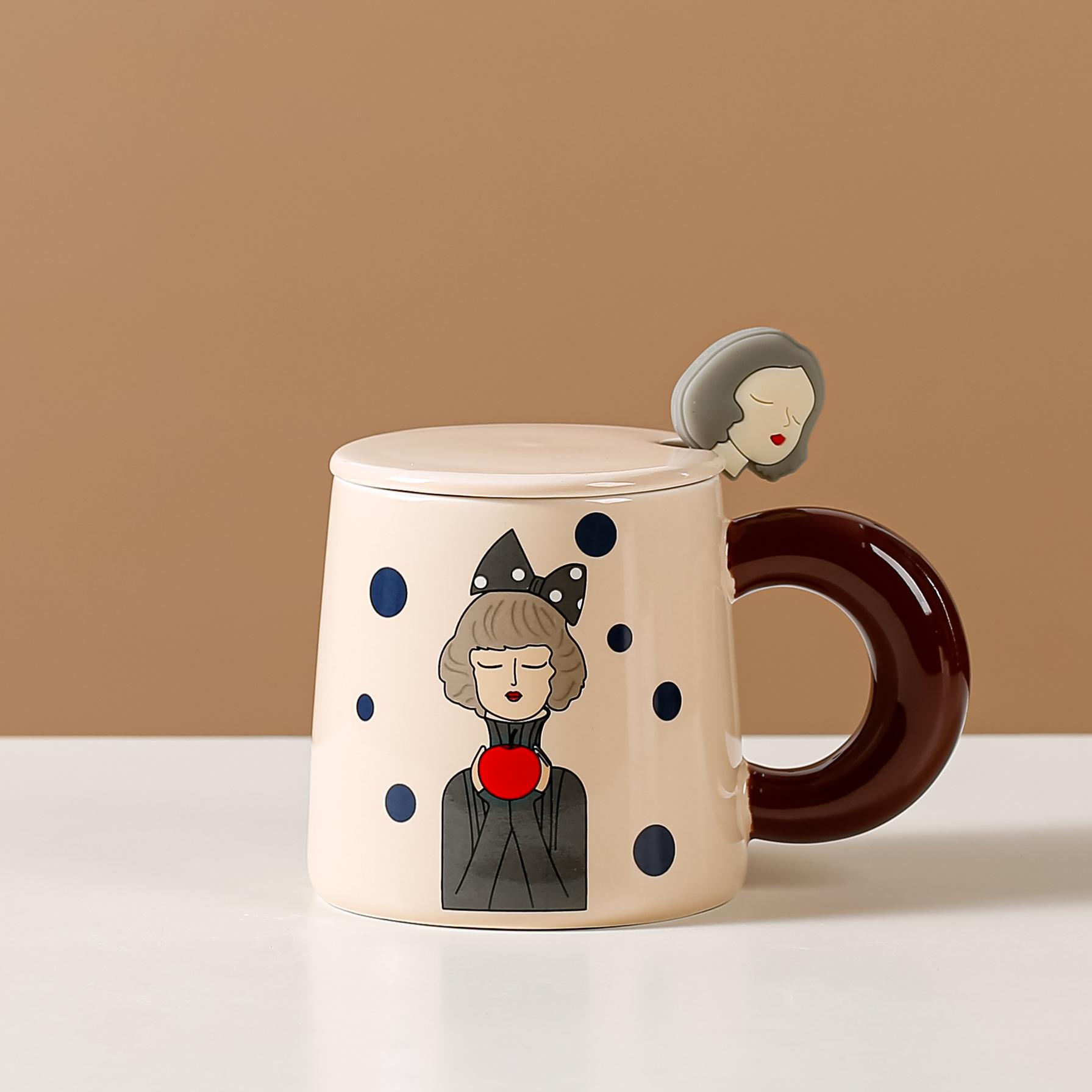 

Creative Cute Bubble Girl Contrasting Color Ceramic Cup High Looking Cute Drinking Cup Office Coffee Cup Home Mug 380ml