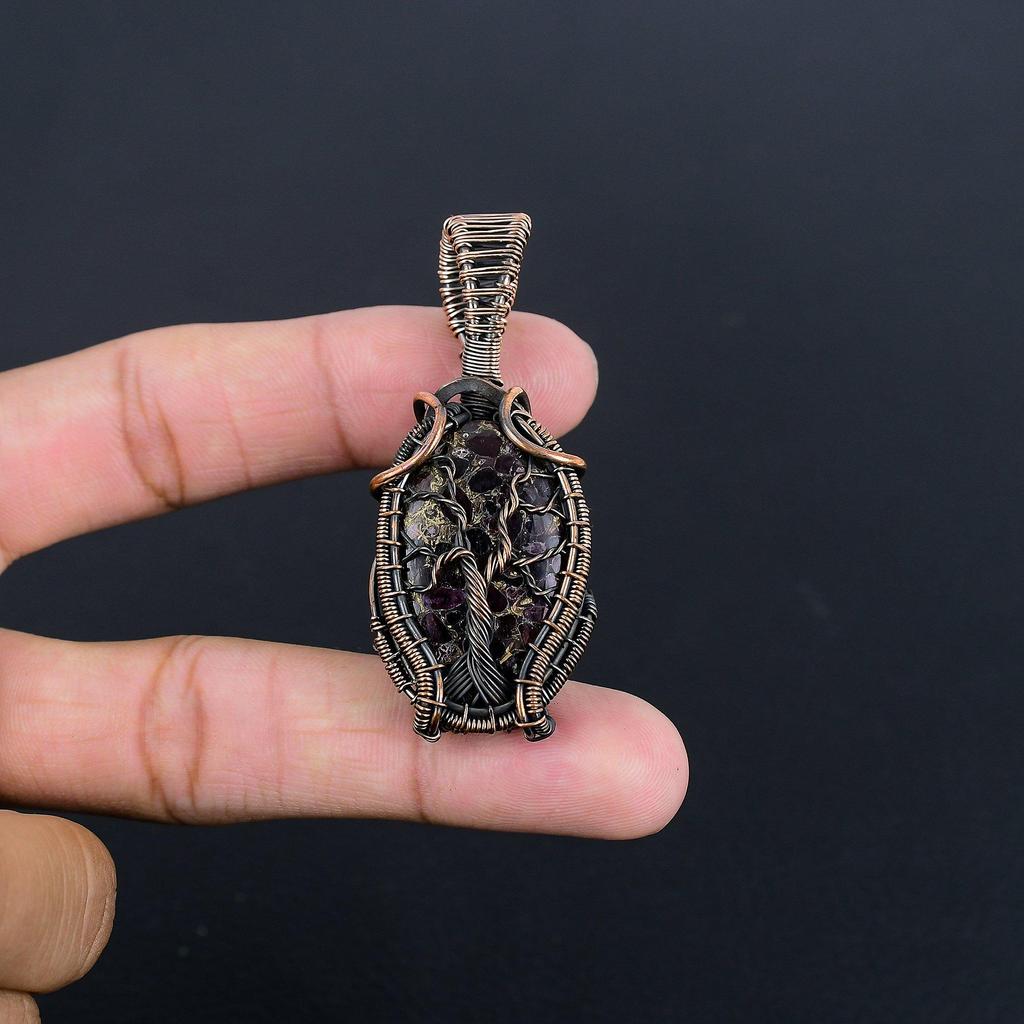 Dragon Blood Jasper 999 Copper Wire Wrapped Pendant, Handmade Gemstone Pendant Jewelry, Gifts For Wife Brand New Pendant