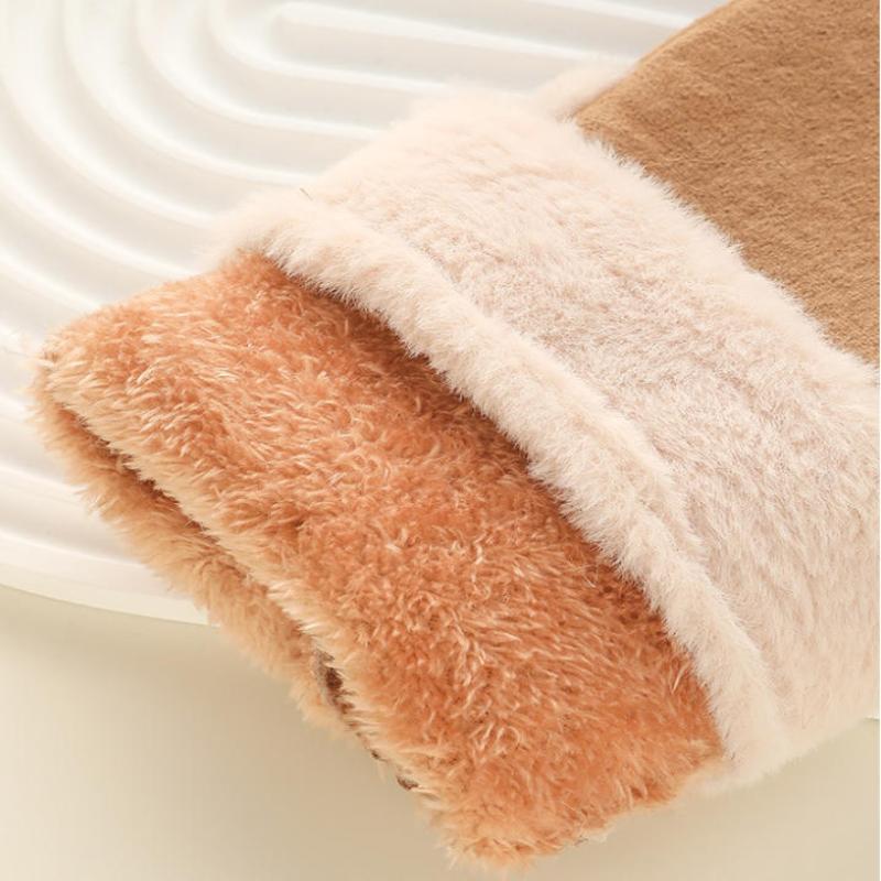 1 Pair Fleece Lined Half Finger Gloves Winter Touchscreen Gloves For Women Warm Thermal Mittens For Office & Outdoor Use