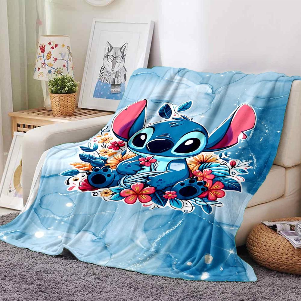 

1pc Stitch Flowers blanket Lightweight Flannel Throw for Sofa Bed Travel Camping Livingroom1126L 80cmx120cm(31inx47in)