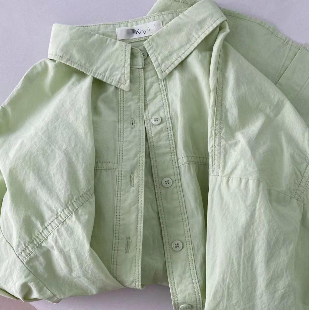 Blue Pure Cotton Women's Shirt, Unique Loose Commuter Design for Early Spring & Autumn 2026.