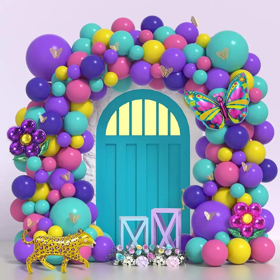 Bruiloft Verjaardag Babyborrel Geslachtsonthulling Decoraties Stofblauw Wit Ballonnenboog Slingerset