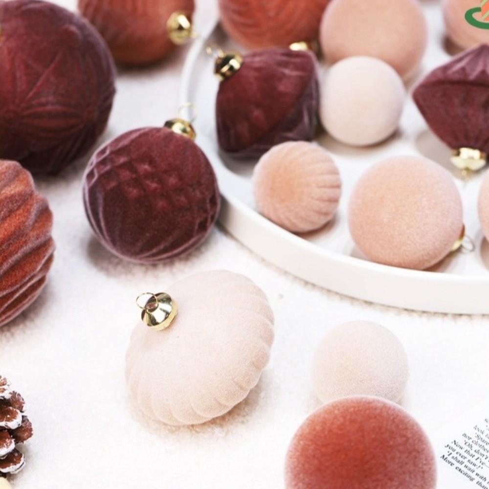 Exquisite Flocked Christmas Ball Xmas Baubles Gift Ball Christmas Tree Ornament Xmas Decorations DIY Xmas Tree Hanging Pendants