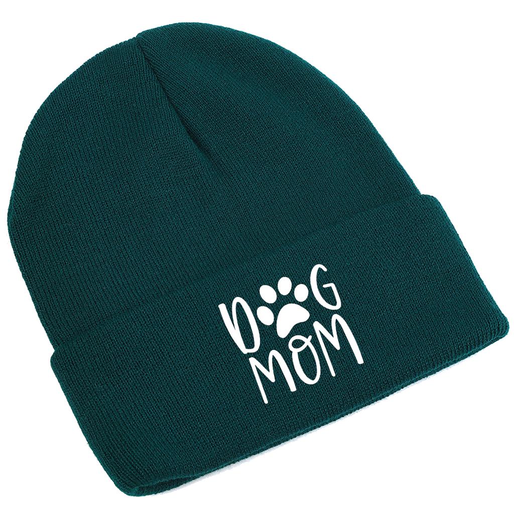 DOG MOM Print Winter Hats Unisex Warm Knit Hat Beanie Hats For Man Leisure Simple Knitted Cap Beanie Ideal Choice For Hiking