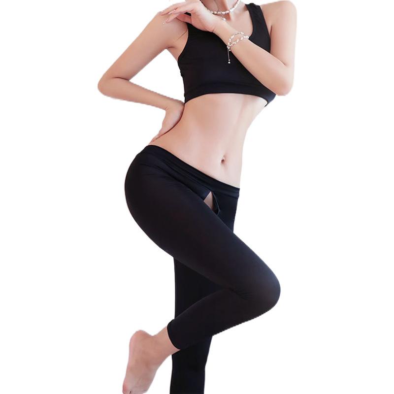 Fato de Yoga Sexy para Nádegas Paixão Selvagem Lingerie Sexo Livre Uniforme Zíper Aberto Uniforme Sexy