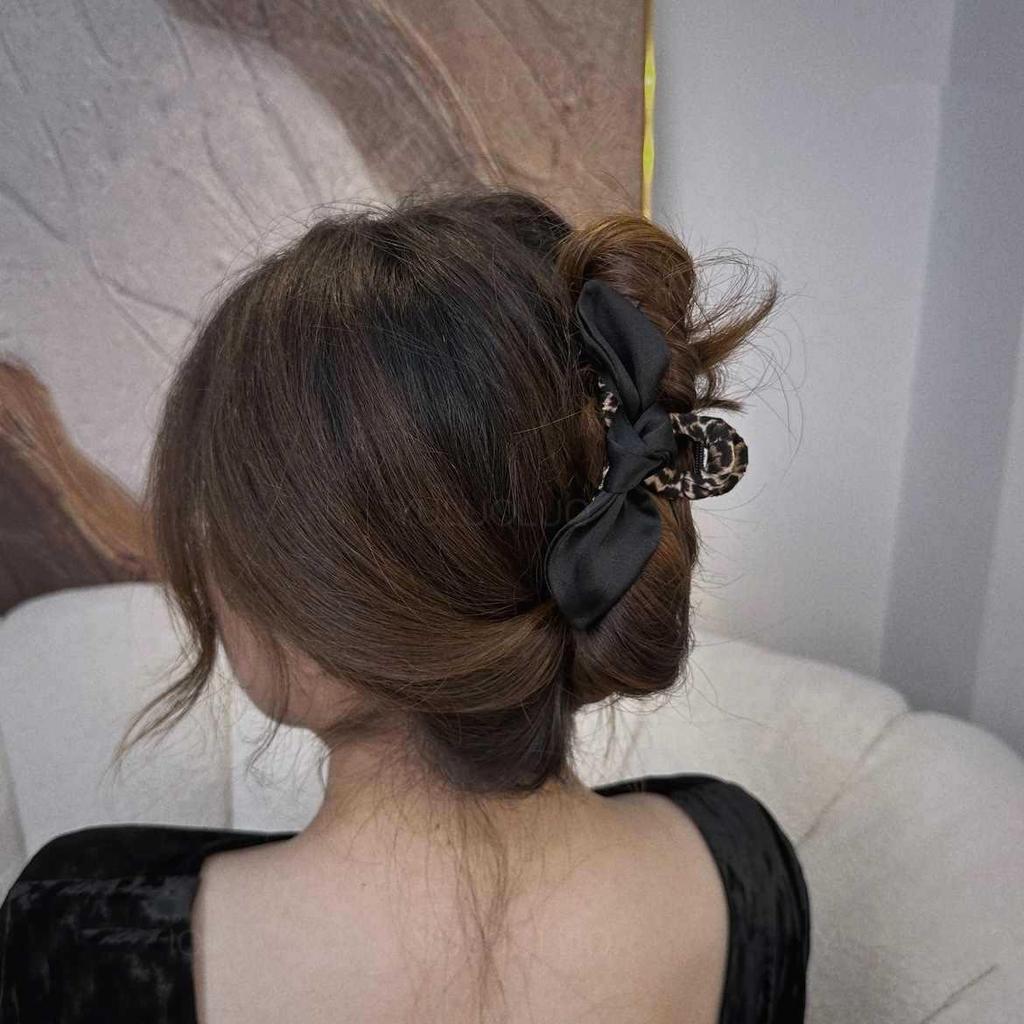 2025 Leopard Print Bow Large Hair Clip: Stylish Updo Shark Clip