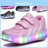 Hochwertige LED-Sneaker für Kinder mit leuchtenden Rollschuhschuhen und 2 Rädern