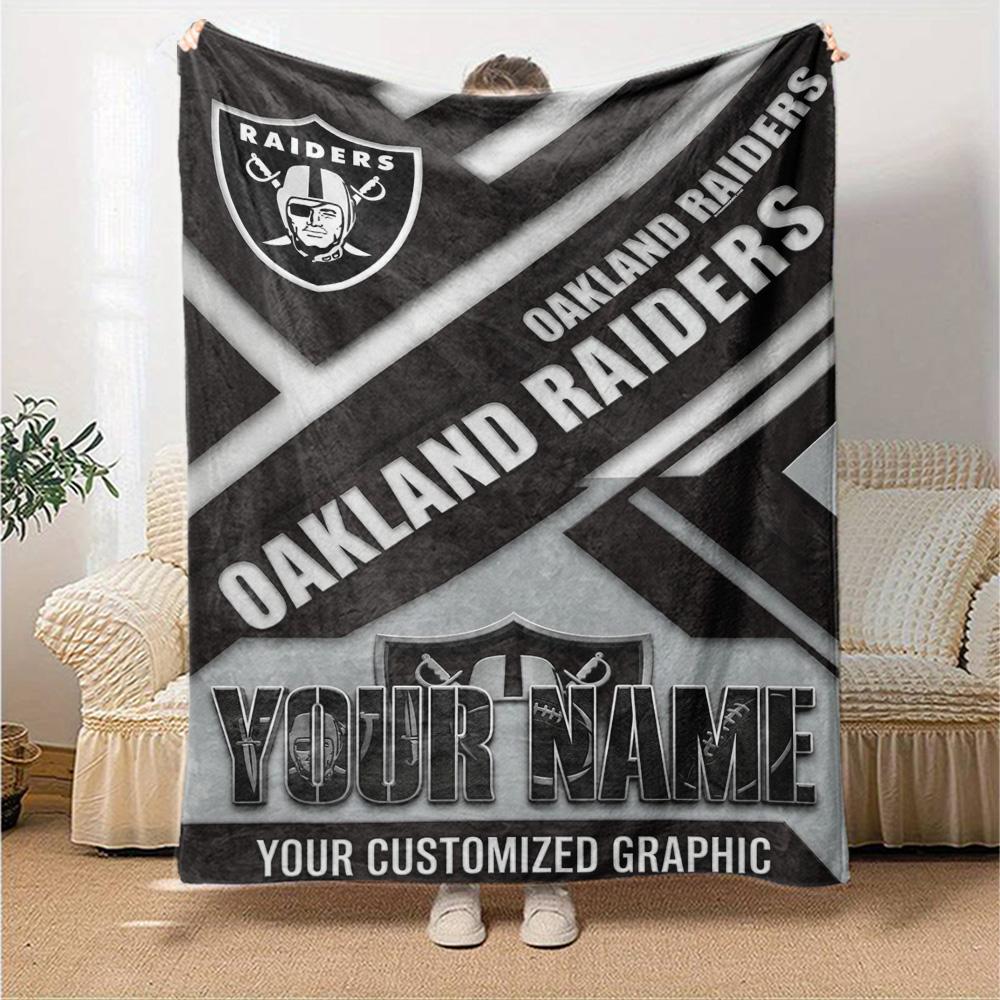 Name Custom Las Vegas Raiders Print Flannel Blanket High Quality Warm Comfortable Cover for All Seasons Perfect for Gifts Home Decor