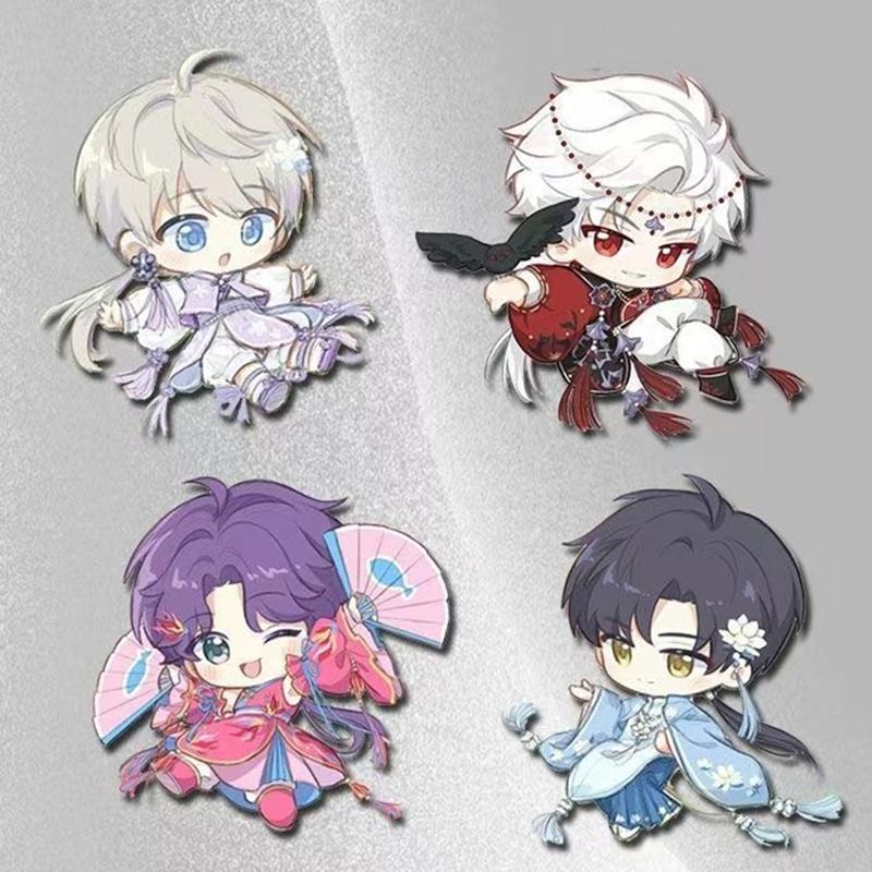

Game Love And Deepspace Xavier Zayne Rafayel Sylus Cosplay Brooch 4 Pcs/Set Kawaii Acrylic Badge Lapel Pins Bag Accessories Prop